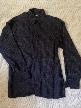 Pronti Black Textured Button-Up Shirt